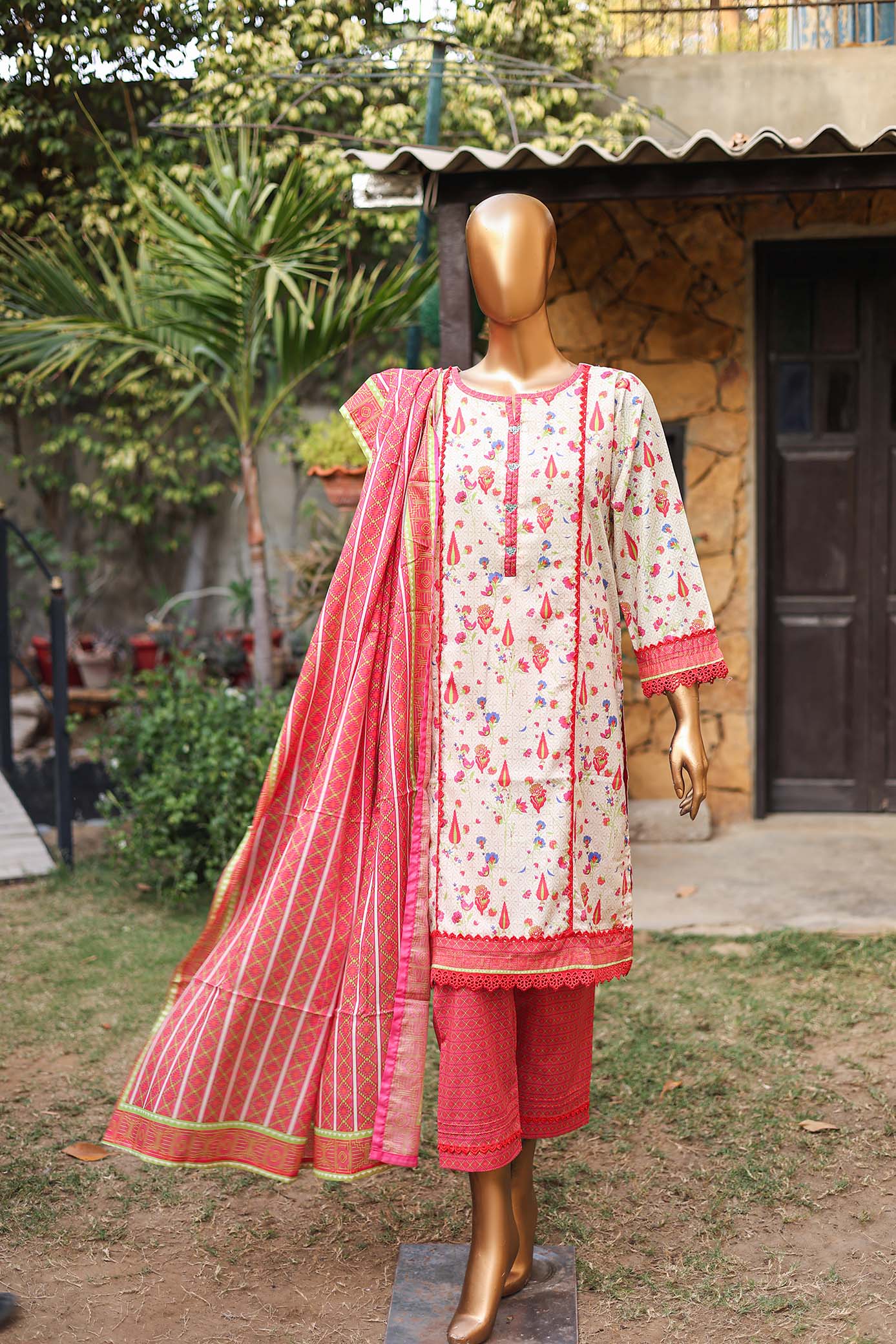 Oswah By Suntex Stitched 3 Piece Digital Printed Lawn Suit-2407