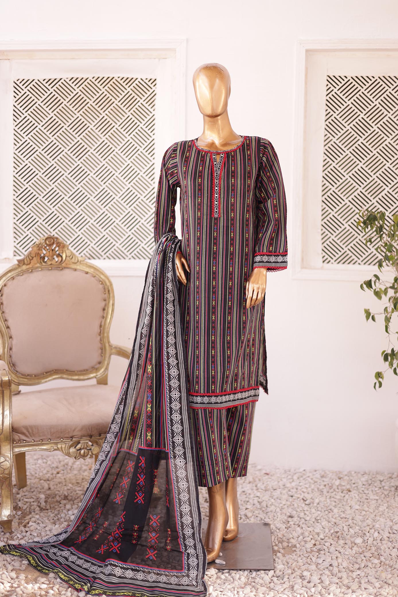 Oswah By Suntex Stitched 3 Piece Digital Printed Lawn Suit-2415