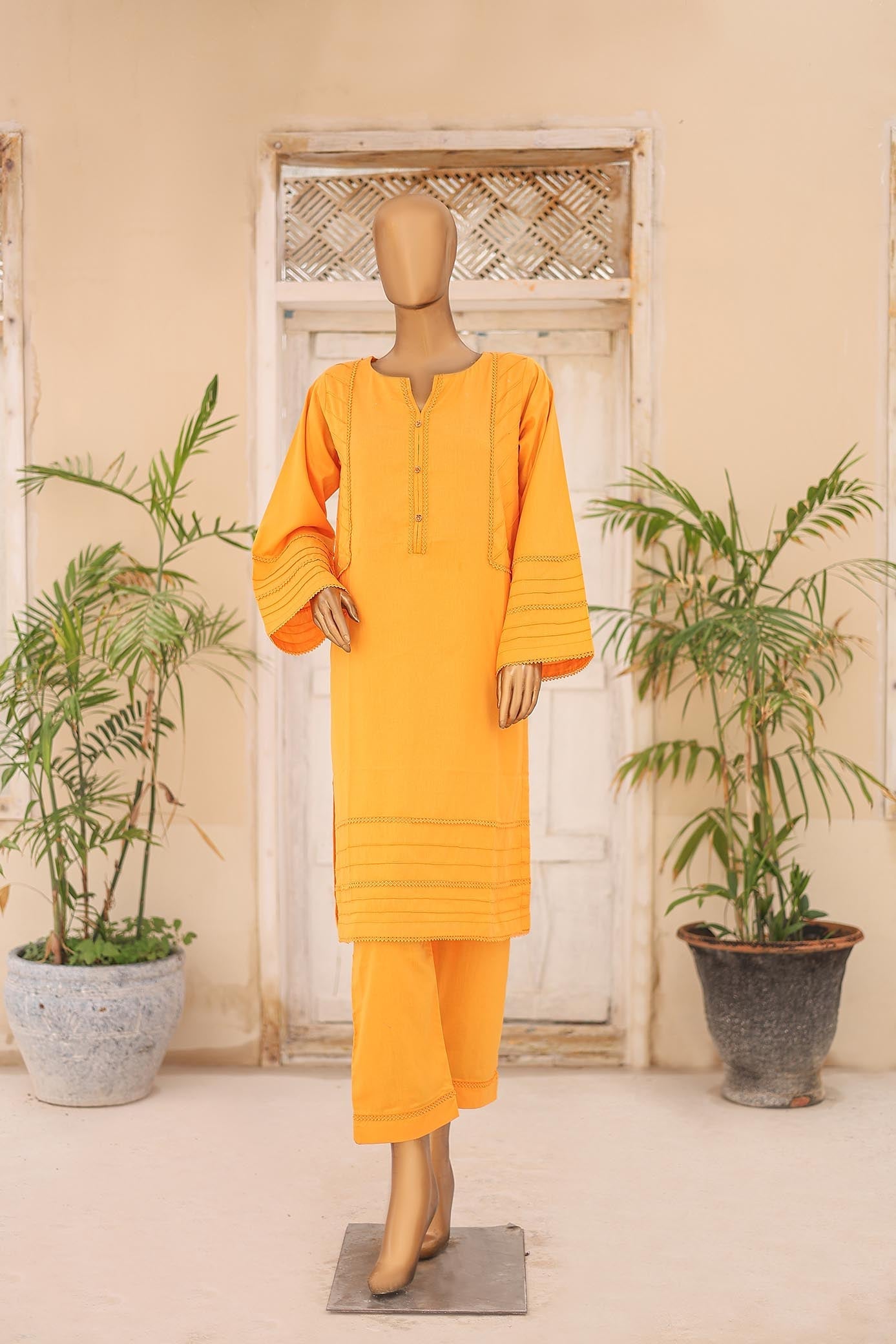 Suntex Stitched 2 Piece Beautiful Dyed Cotton Lawn Summer Suit-Basic-D012024L