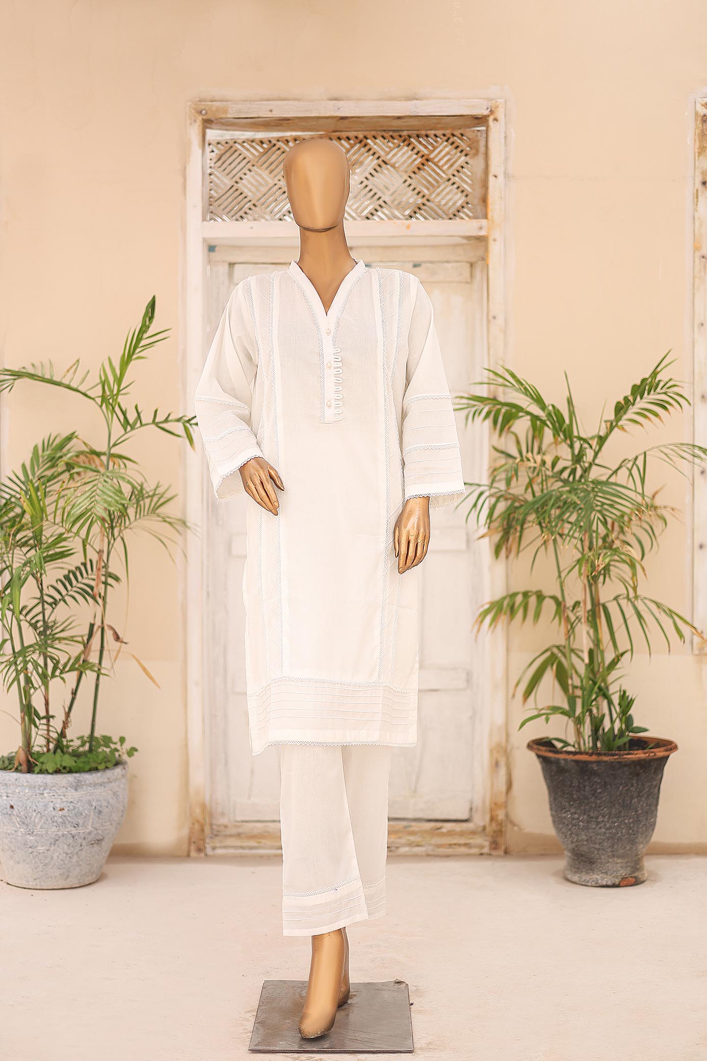 Suntex Stitched 2 Piece Beautiful Dyed Cotton Lawn Summer Suit-Basic-D062024T
