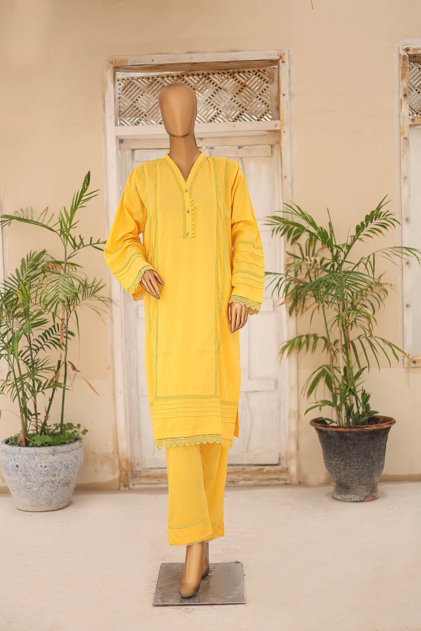 Suntex Stitched 2 Piece Beautiful Dyed Cotton Lawn Summer Suit-Basic-D052024T