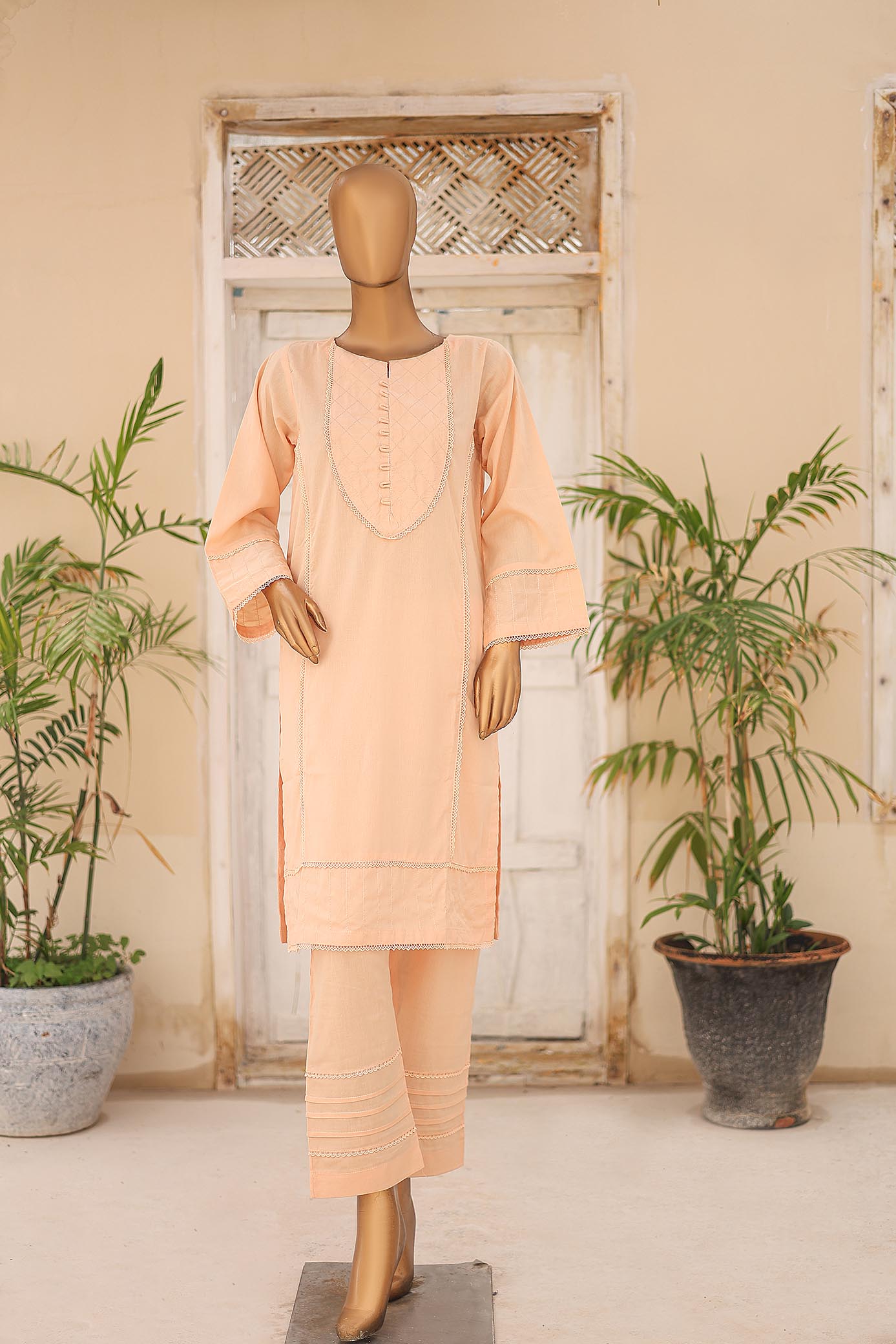 Suntex Stitched 2 Piece Beautiful Dyed Cotton Lawn Summer Suit-Basic-D022024L