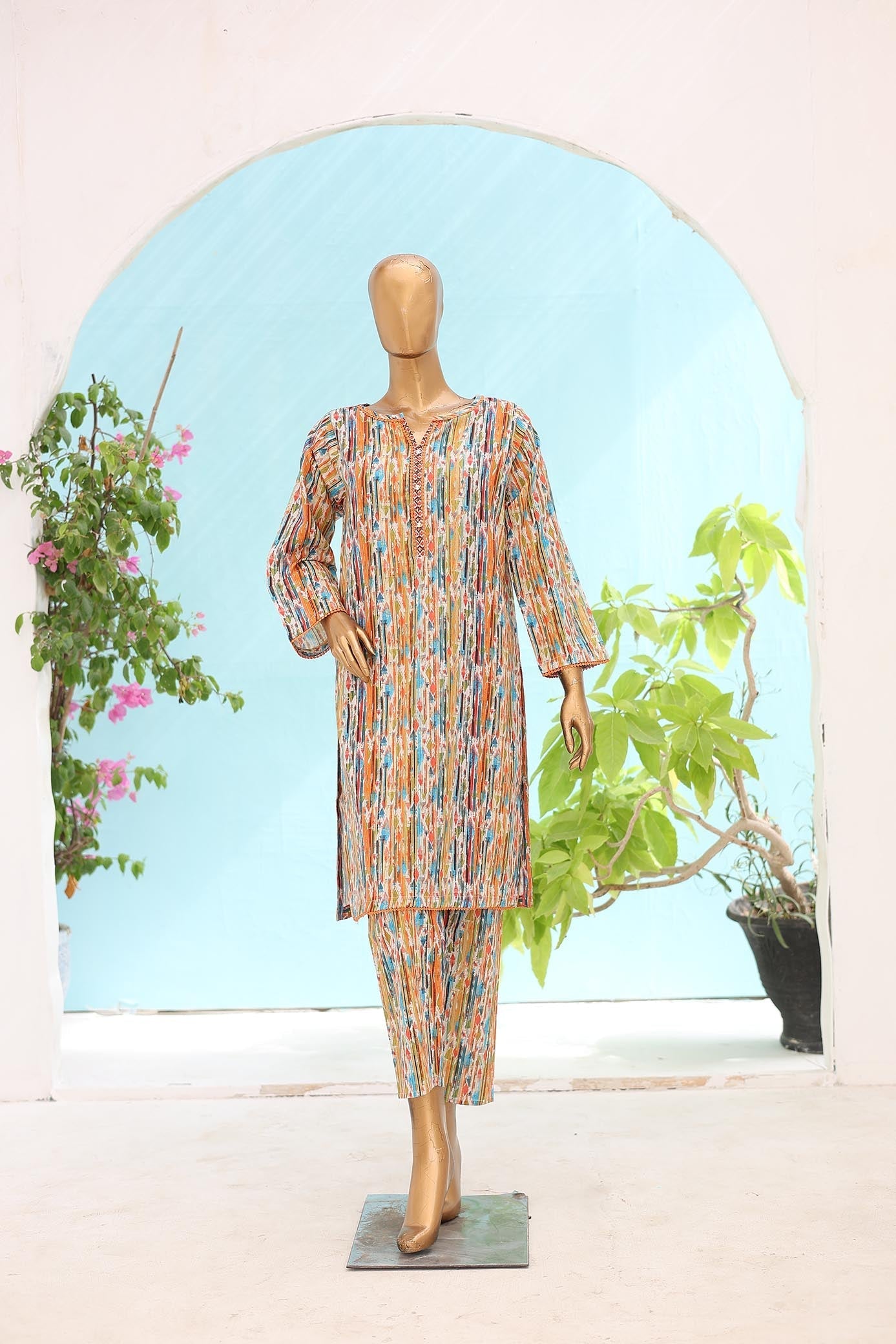 Suntex Stitched 2 Piece Printed Cotton Lawn Summer Suit-Basic-P122024A