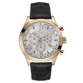 Guess Collection Black Leather Strap Silver Dial Chronograph Quartz Watch for Gents - Y04004G1
