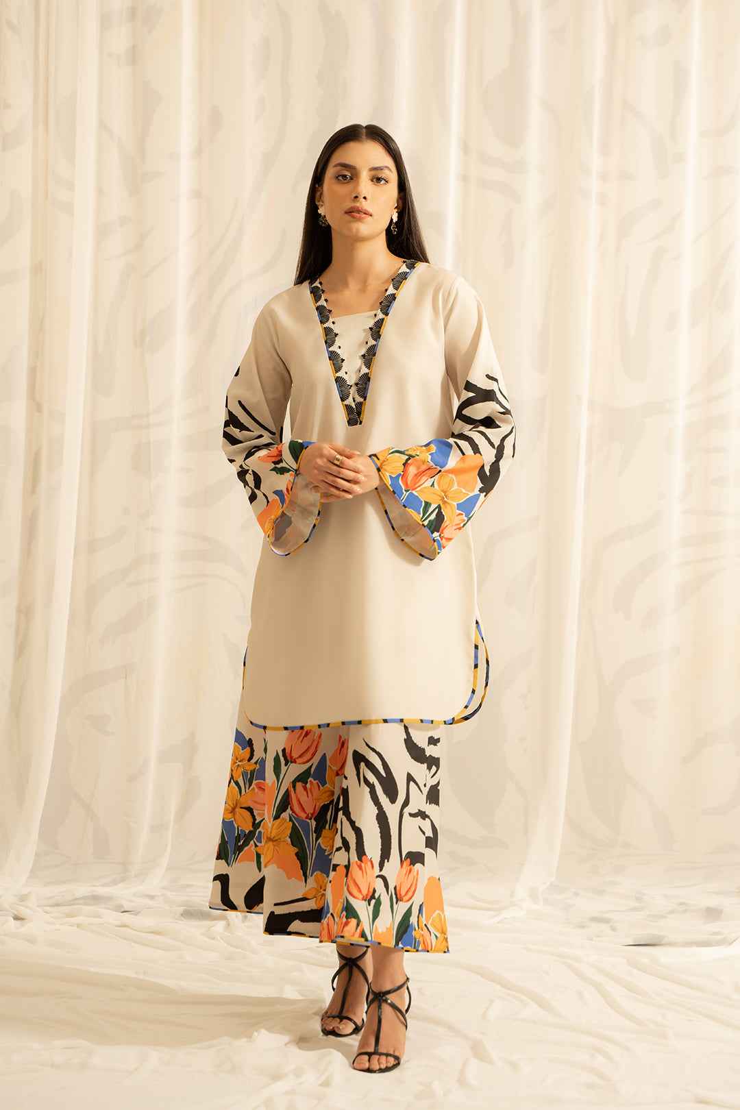 Brandlo PK Light Beige Tie-Dye Print 2- cordset ( Y-97 )