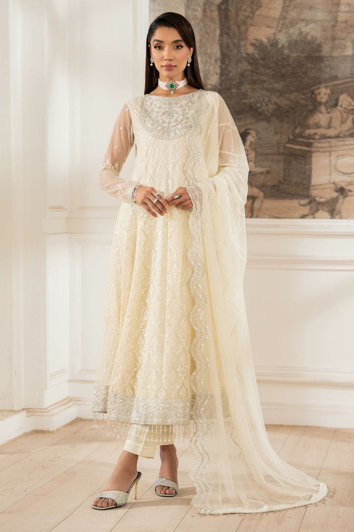 Heer By Zarif Unstitched 3 Piece Formals Suit-Z-03-Ayda