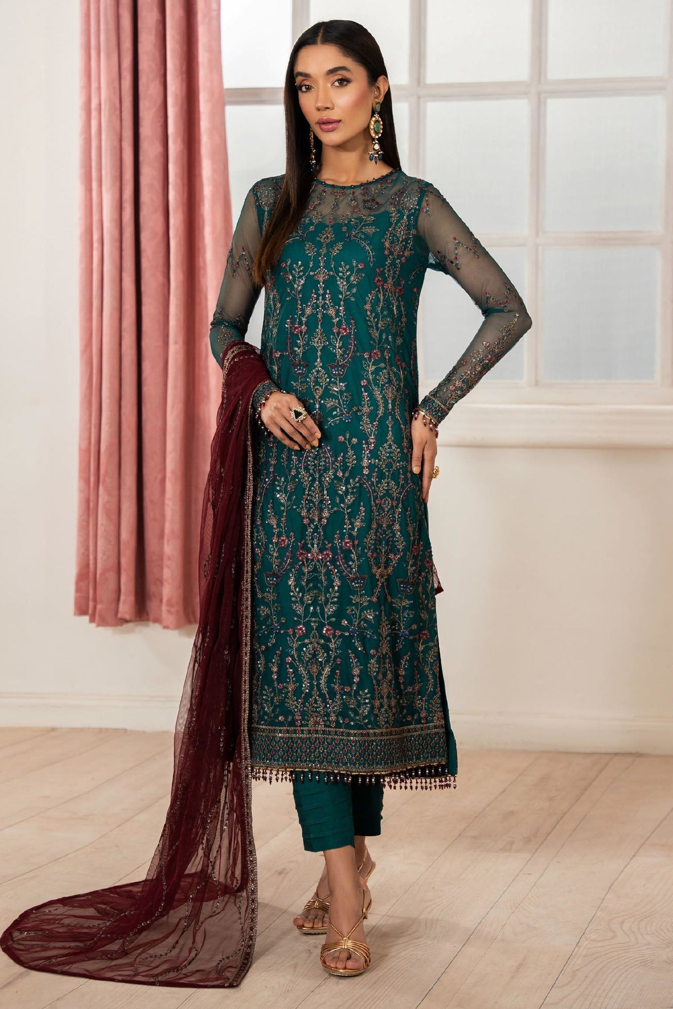 Heer By Zarif Unstitched 3 Piece Formals Suit-Z-06-Nuha