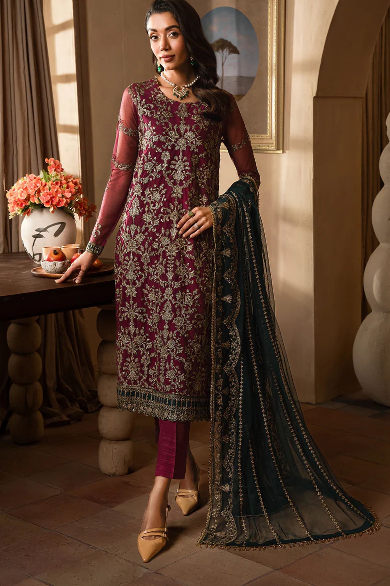 Emirah By Zarif Unstitched 3 Piece Luxury Formals Suit-ZEF 08 HAYAL