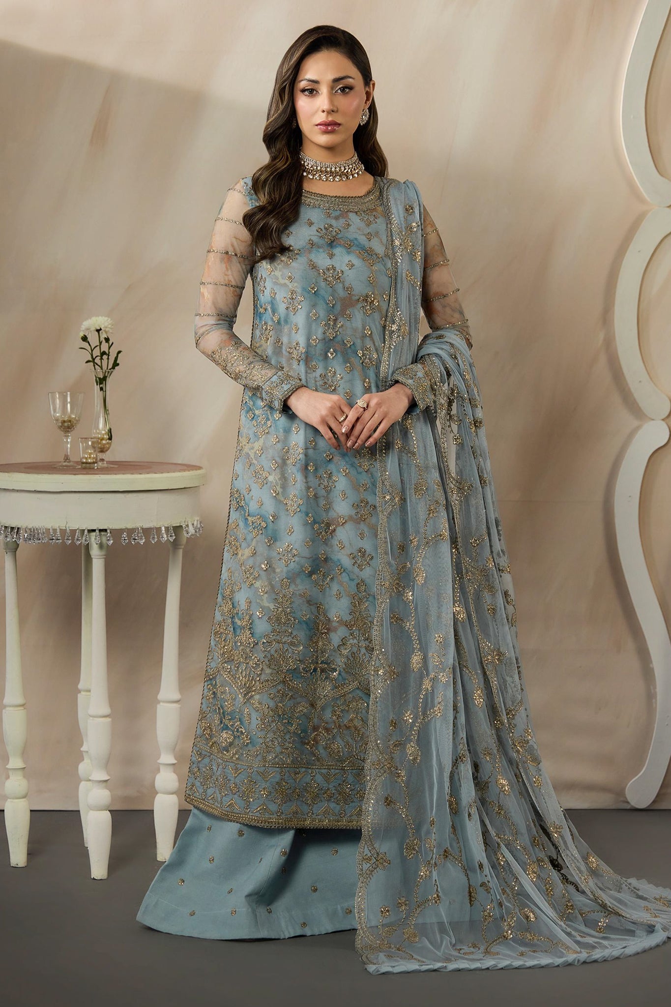 Fasana By Zarif Unstitched 3 Piece Printed & Emb Luxury Formals Suit-ZRF-PE-03 DAYAAR