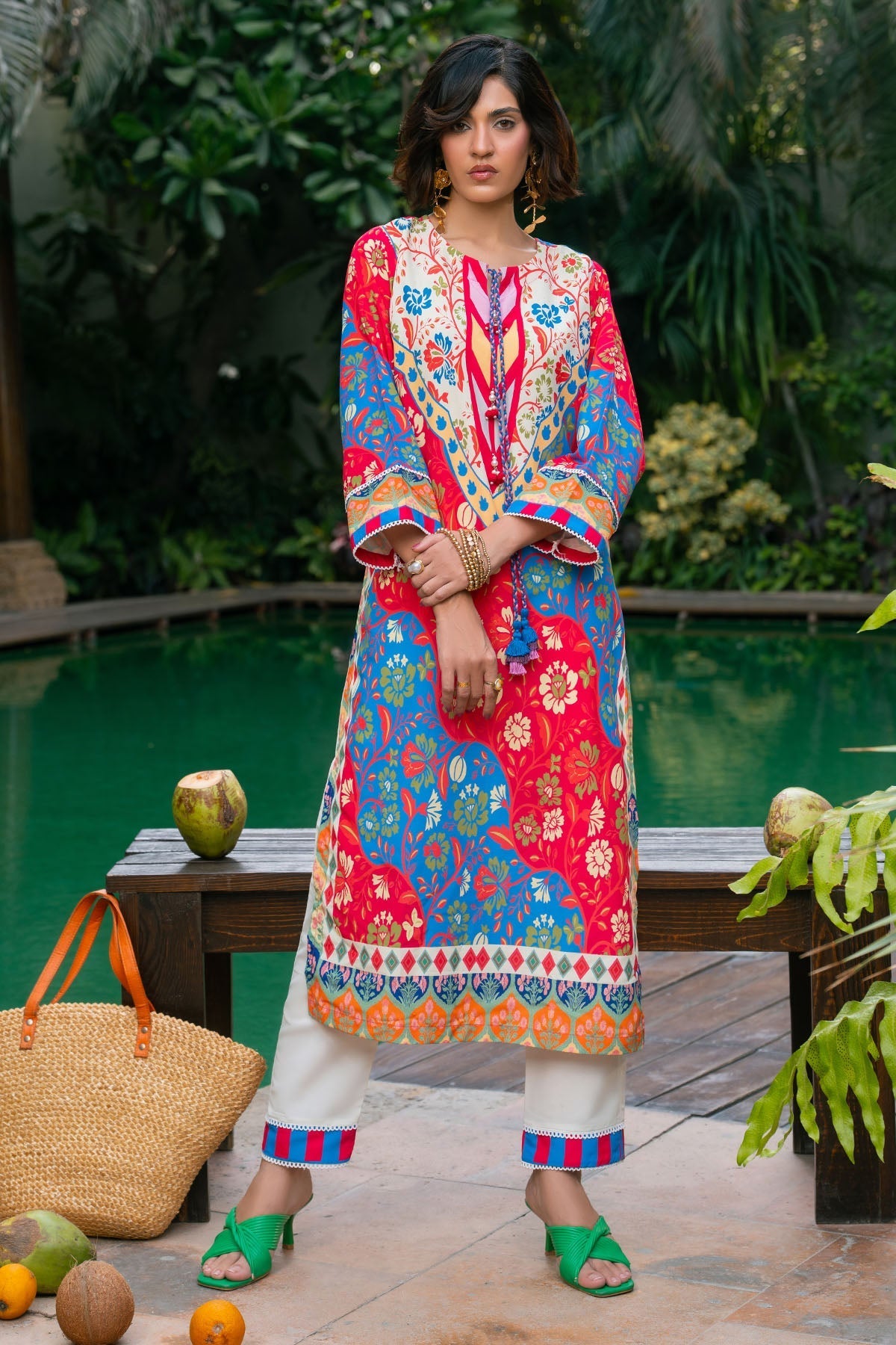 Nairah Stitched Co Ords Summer Suit-Zinnia