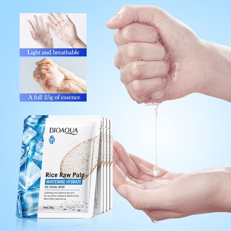 Bioaqua Rice Raw Pulp Whitening Hydrate Ice Facial Mask 25G - 1 PC