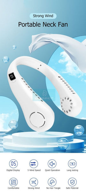 Neck Fan Portable Bladeless Fan Rechargeable 360° USB Cooling Fan - My Store