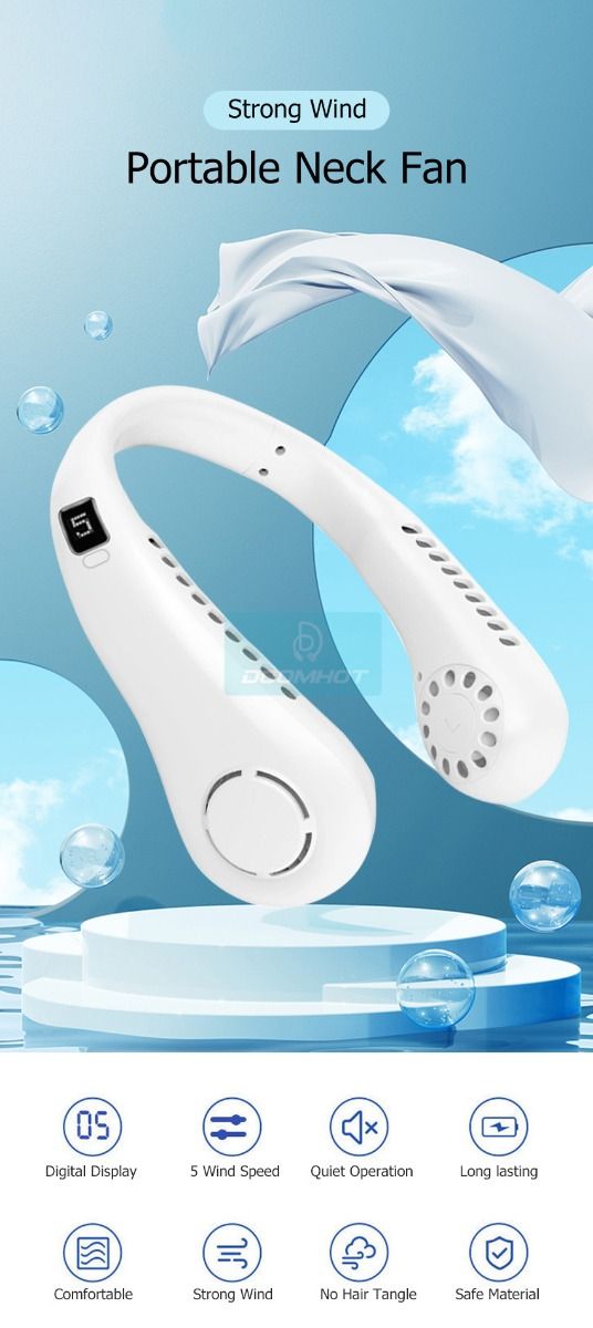 Neck Fan Portable Bladeless Fan Rechargeable 360° USB Cooling Fan - My Store