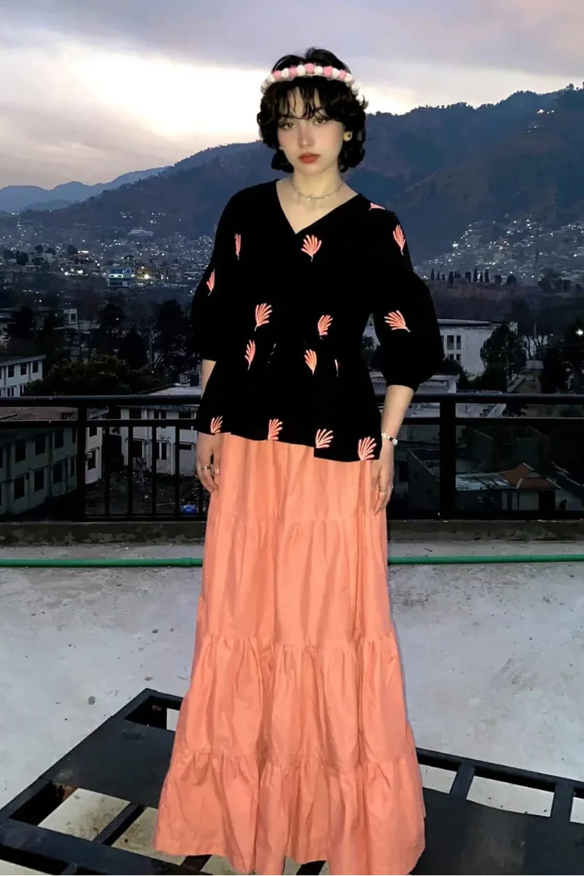 Urban Cut Peach Cotton Tiered Skirt