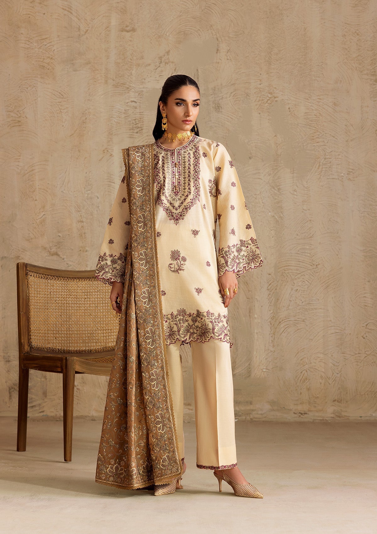 Aik Atelier Stitched 3 Piece Lawn Drop 1 Suit-LOOK 01
