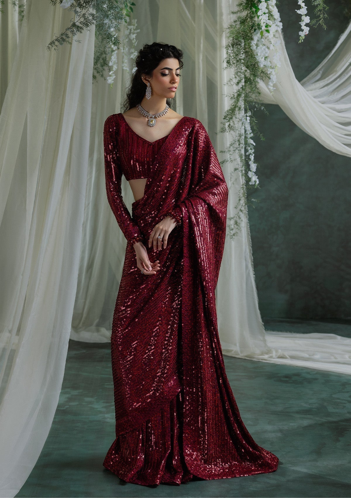 Aik Atelier Unstitched 3 Piece Formals Sari Edit Vol-01 Suit-LOOK 03