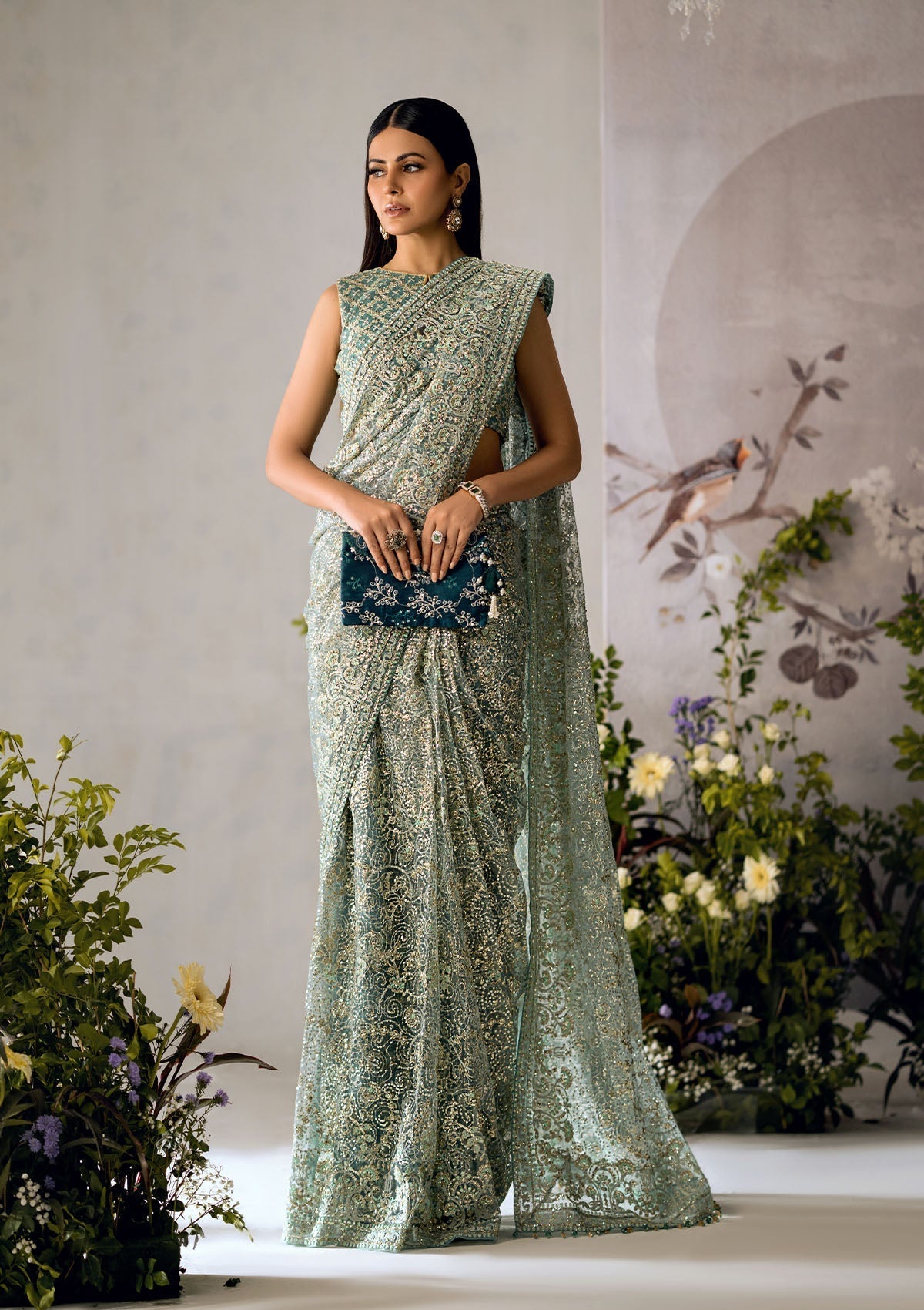 Aik Atelier Unstitched 3 Piece Formals Sari Edit Suit- LOOK 01