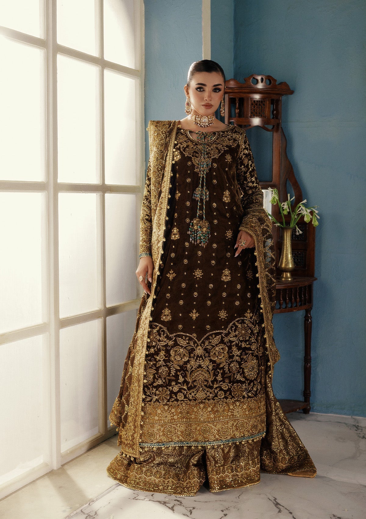 Udaipur By Aik Atelier Unstitched 3 Piece Luxury Velvet Formals Suit-LOOK 01