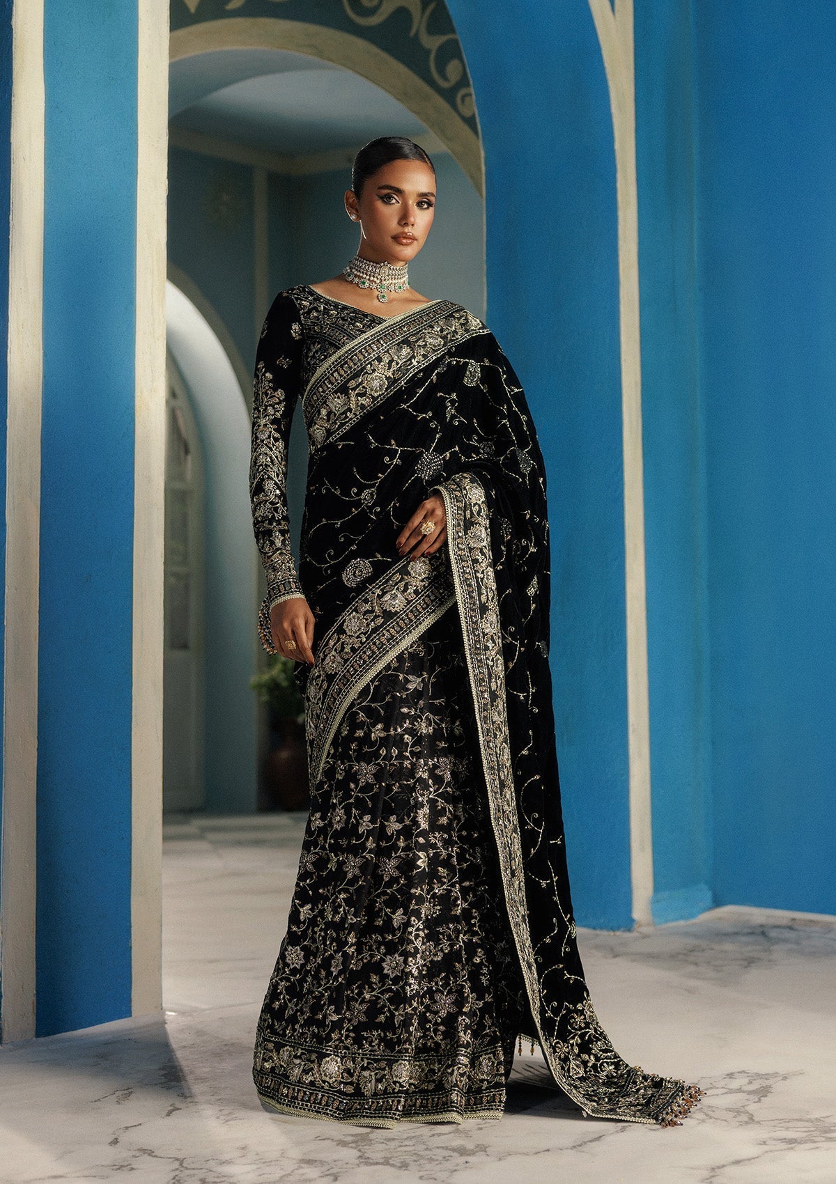 Udaipur By Aik Atelier Unstitched 3 Piece Luxury Velvet Formals Suit-LOOK 04