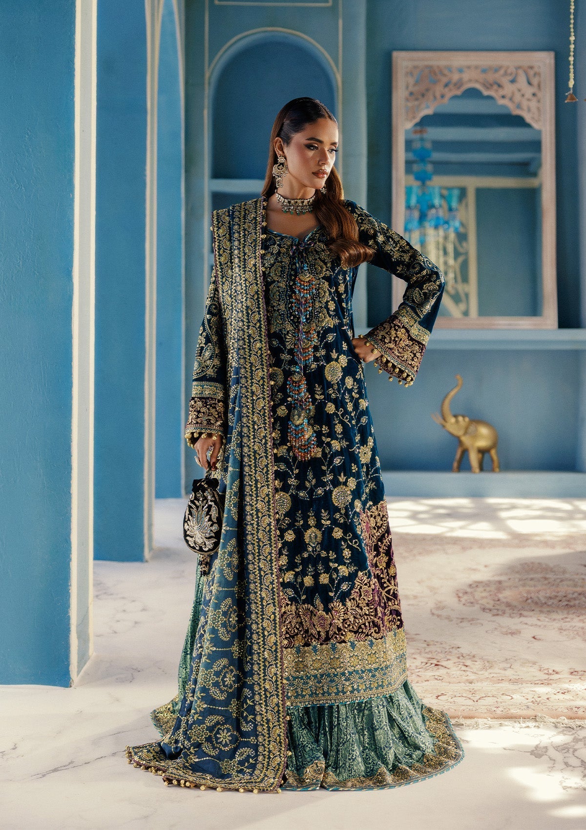 Udaipur By Aik Atelier Unstitched 3 Piece Luxury Velvet Formals Suit-LOOK 08