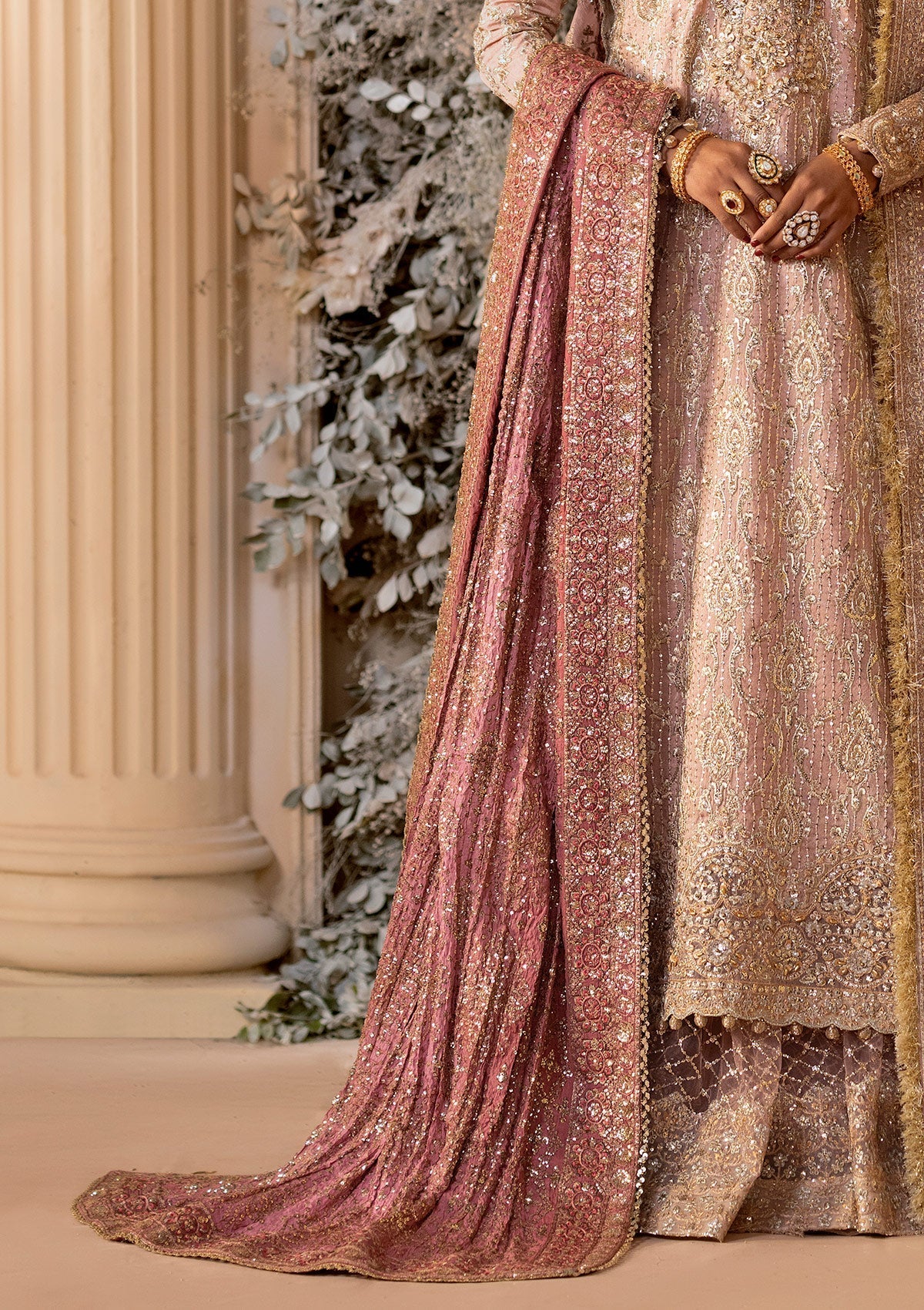 Aik Atelier Wedding Festive Shawl Vol-02-PINK MEDIUM SILK SHAWL