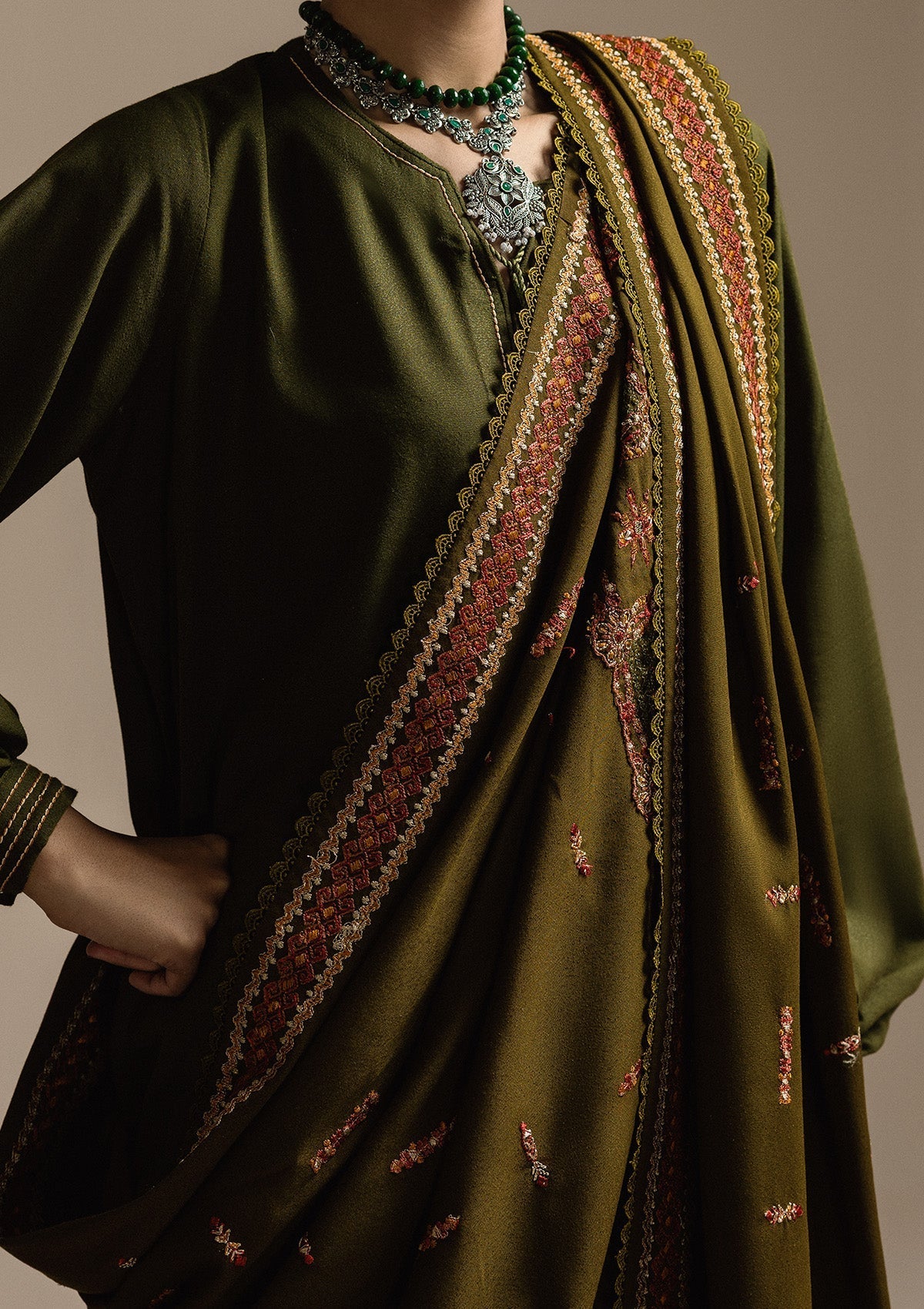 Aik Roz By Aik Atelier Stitched 3 Piece Karandi Suit-LOOK 05