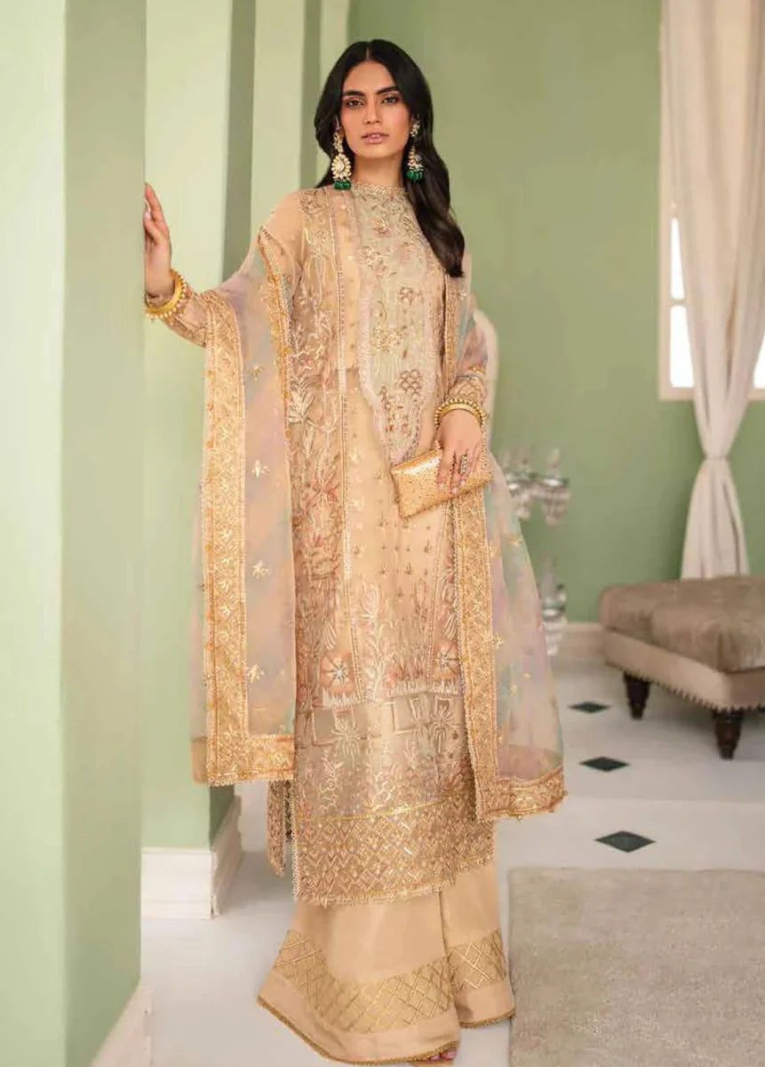 La Fuschsia By Afrozeh Embroidered Organza Suits Unstitched 3 Piece AF23LF 003 Celeste - Festive Collection