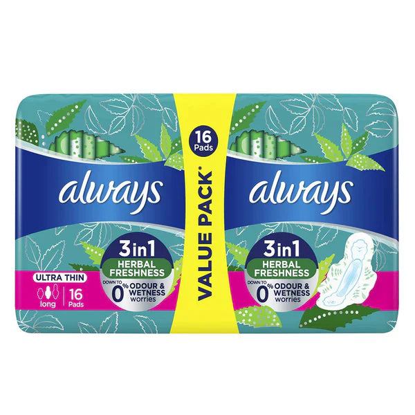 Always Pad 3In1 Herbal Freshnes Ultra Thin Long