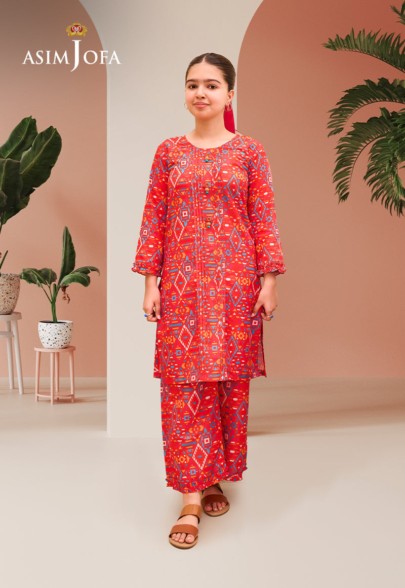 Asim Jofa Kids Pret Ajglp-02 Printed Arabic Lawn 2 Pcs