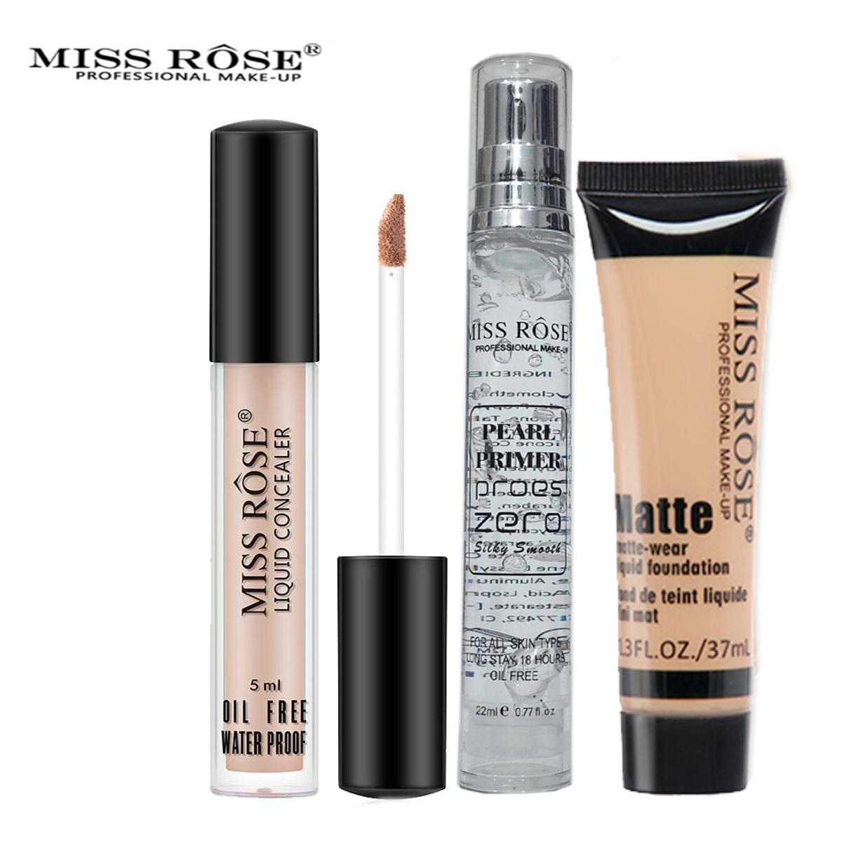 Miss Rose - Concealer , Matte Foundation & Pearl Primer 22ml - 3 Pcs Set-Beige-2 - My Store