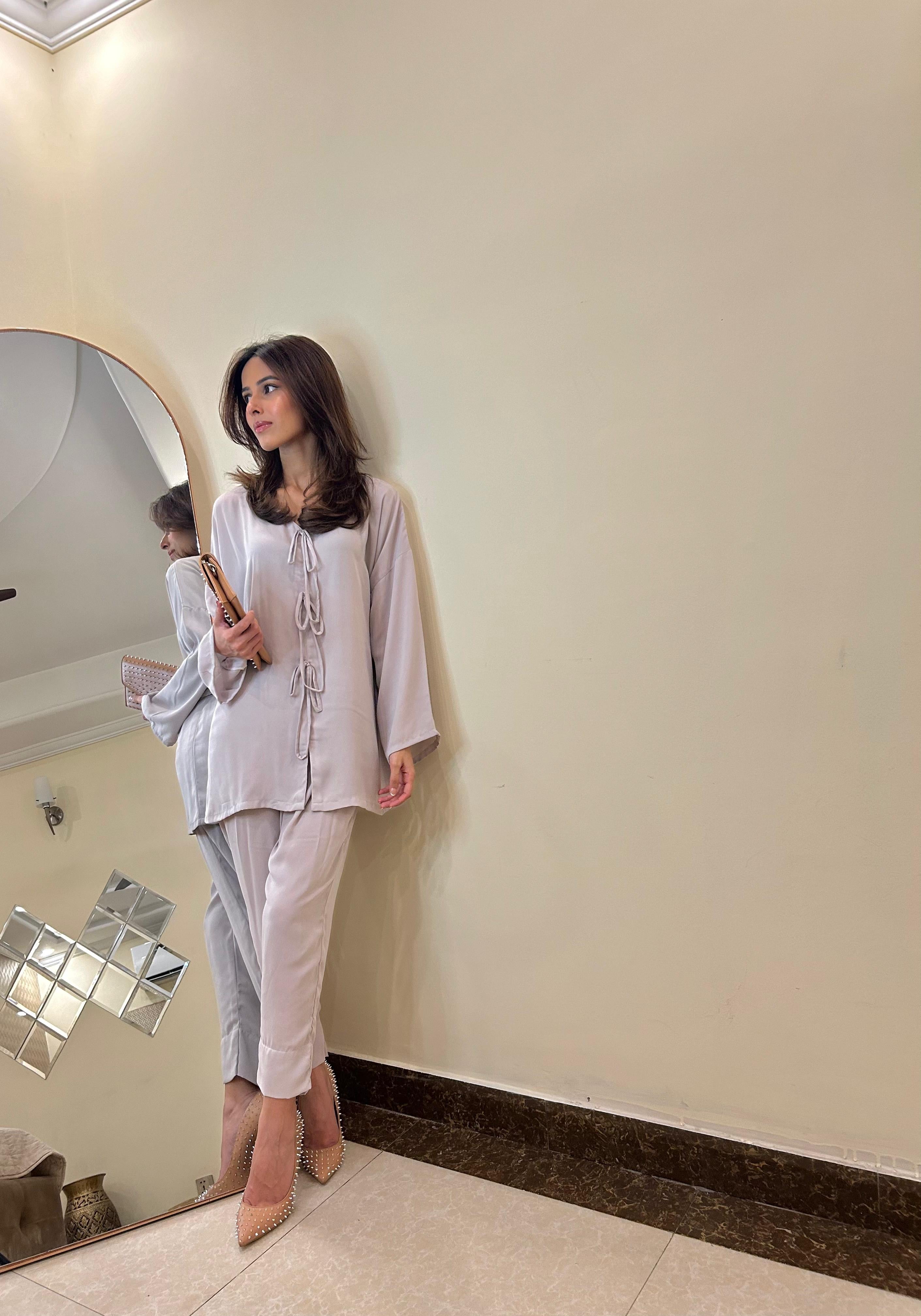 Manahils Stitched Co Ords Tie Woody Co-Ord Set