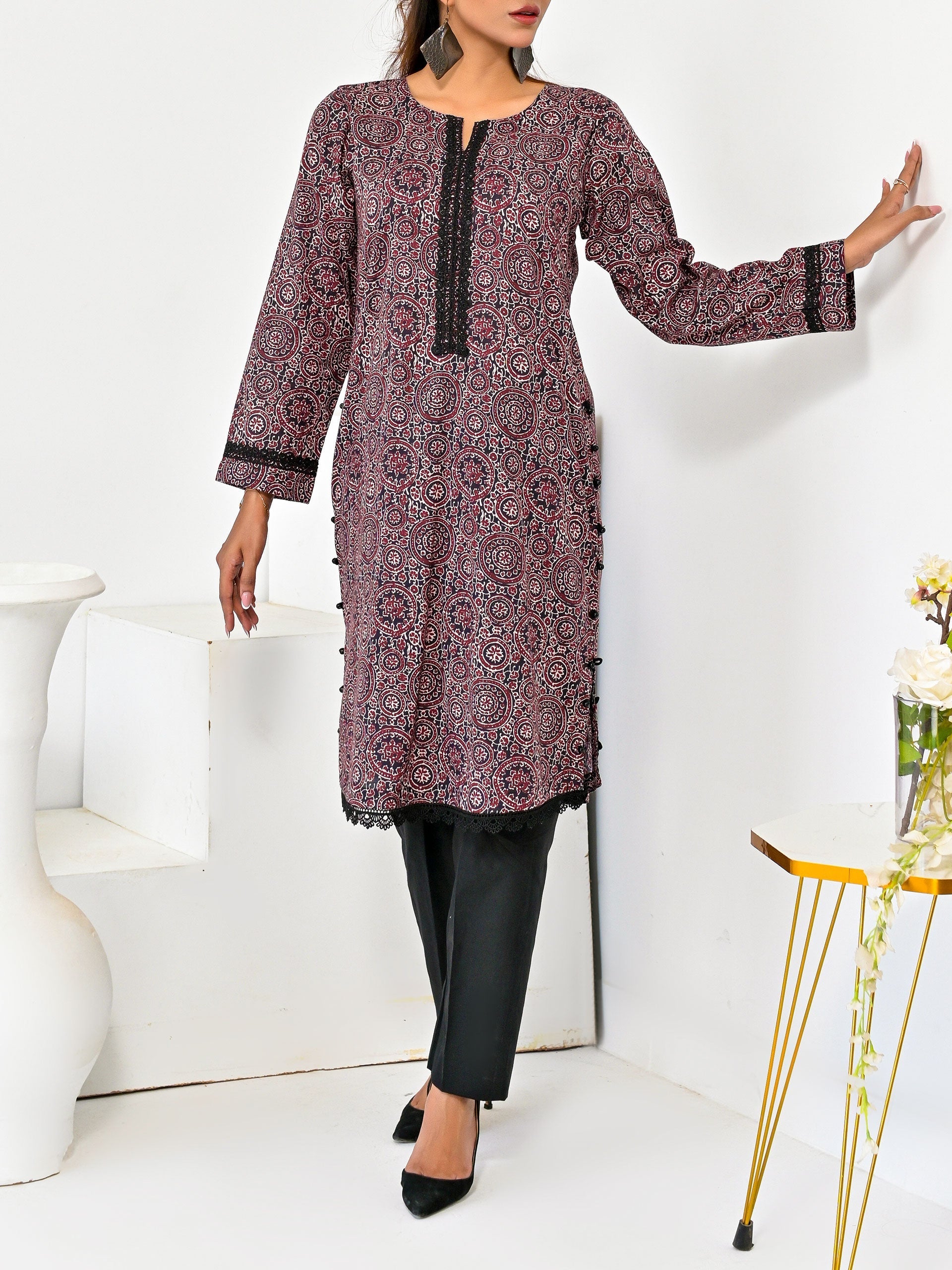 Pret Diaries Stitched Printed Shirt Suit-50137
