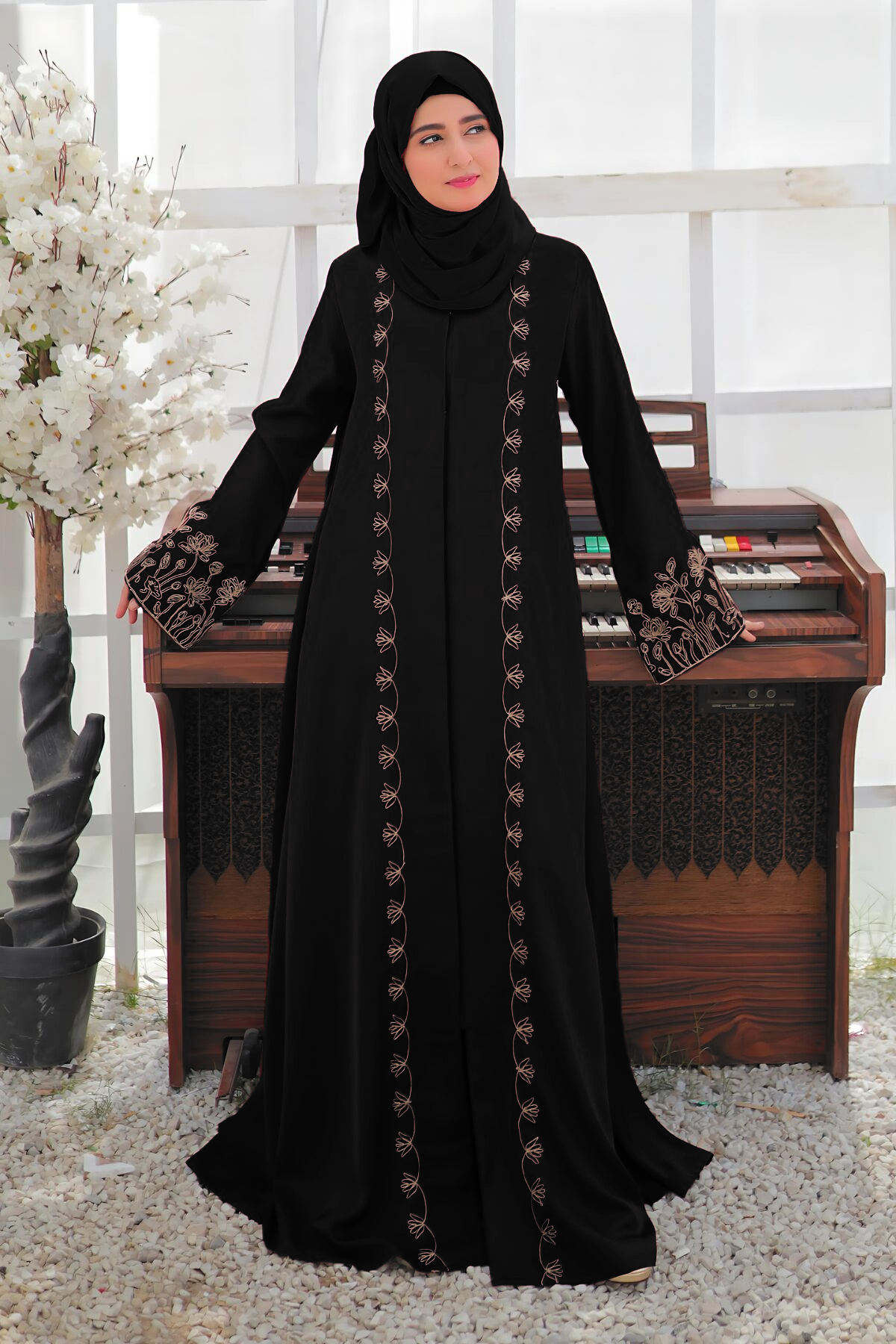 TGM Abaya Collection-Black Carmine