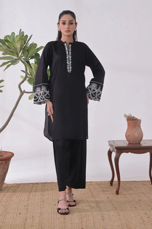 Ochre Clothing Women's Casual -Cotton Embroidered 2 Pc Suit-SMRM-04