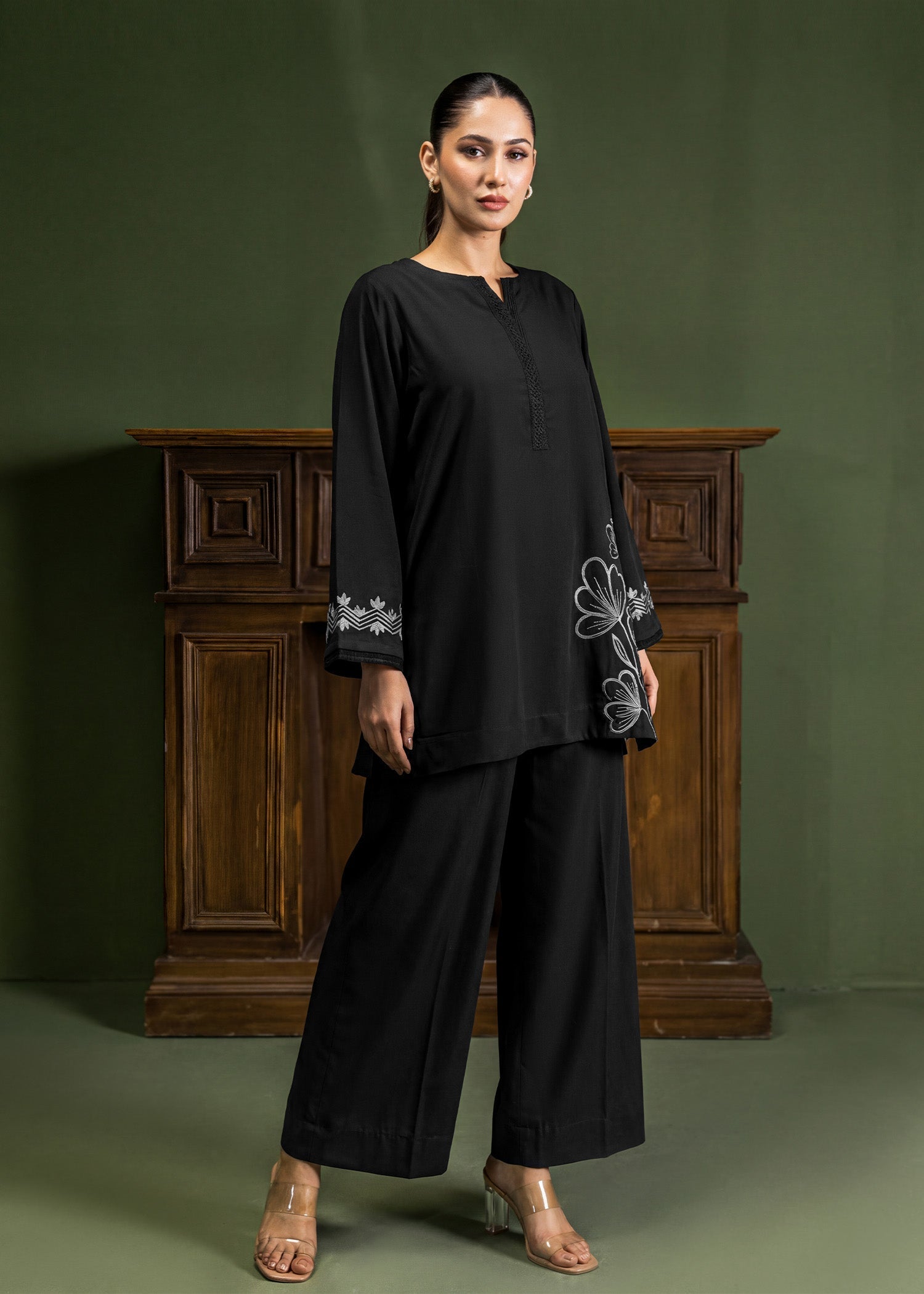 Nairah Co Ords Summer Solids Suit-Black Orchid