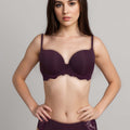 BLS - Elfrida Wired And Push Up Lace Bra Set - Burgundy