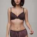 BLS - Everly Wired And Padded Lace Bra Set - Dark Brown