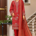 Eid Ke Rang By Bin Saeed Stitched 3 Piece Chikankari Lawn Collection'2025-SM-1769-Red