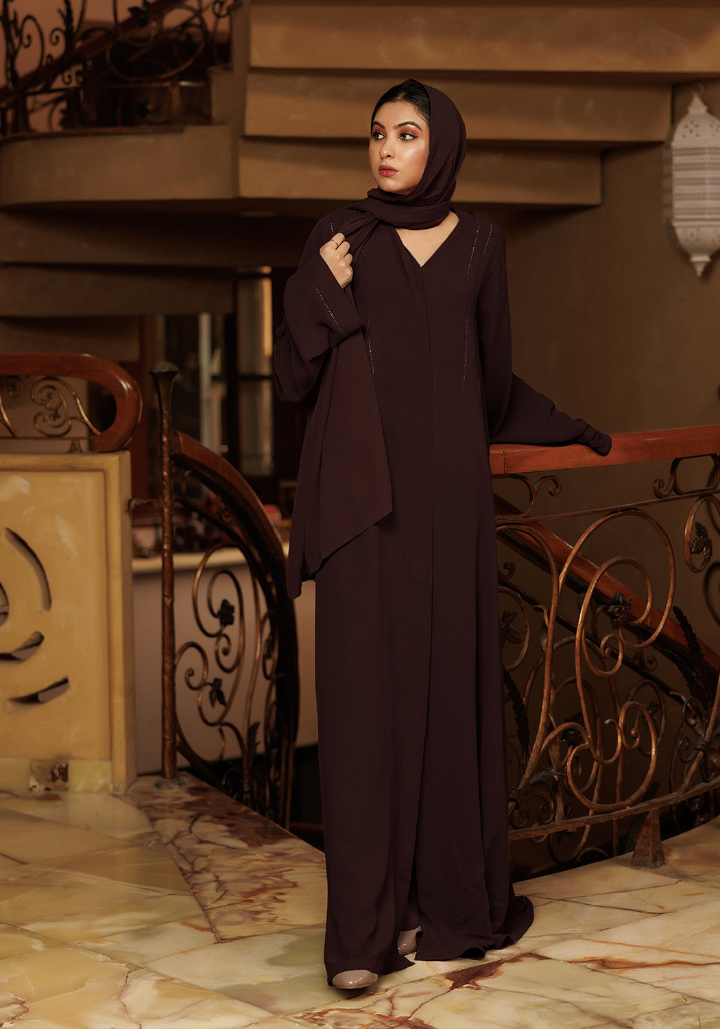 Abaya.Pk Dark Brown Cafifa Style Abaya