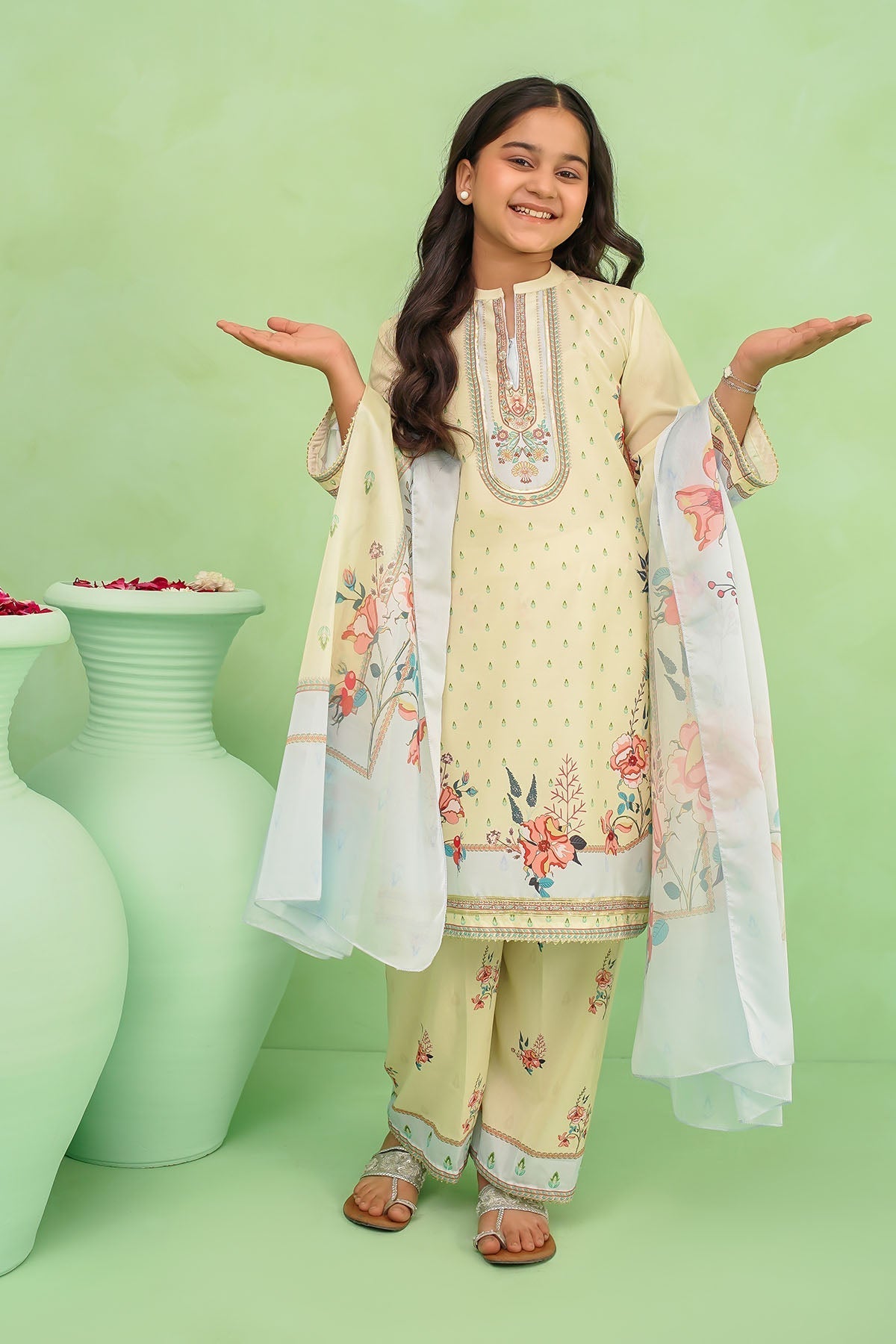 Ochre Clothing-Poly Lawn Digital Printed 3 Pc Suit-CORF-44