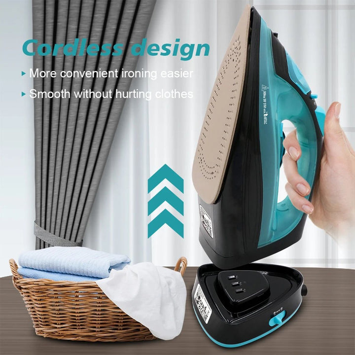 2400W Steam Iron 5 Speed Adjust Cordless Wireless Charging Portable Clothes Ironing Steamer Portable Ceramic Soleplate EU Plug - My Store