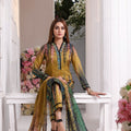 Feathers Unstitched 3 Piece Digital Printed Lawn Summer Suit-OLIVE WIND-NJL-030