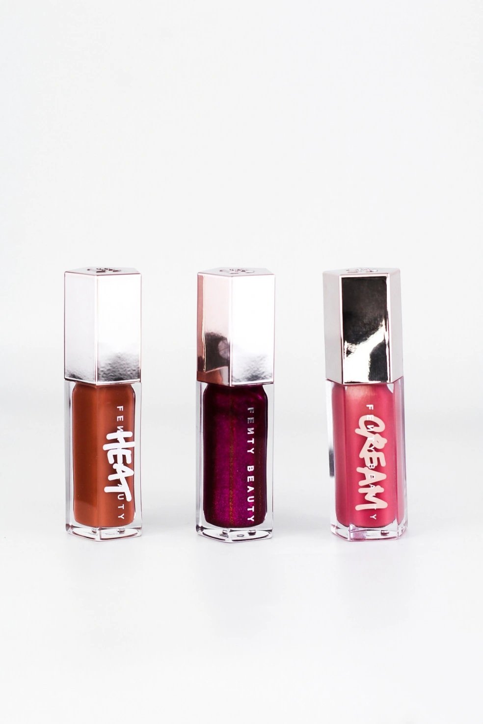 Fenty Beauty Glossy Posse Volume 5.0 Lip Gloss Bomb Trio +Heat+Cream+Gloss Bomb (3X9Ml)