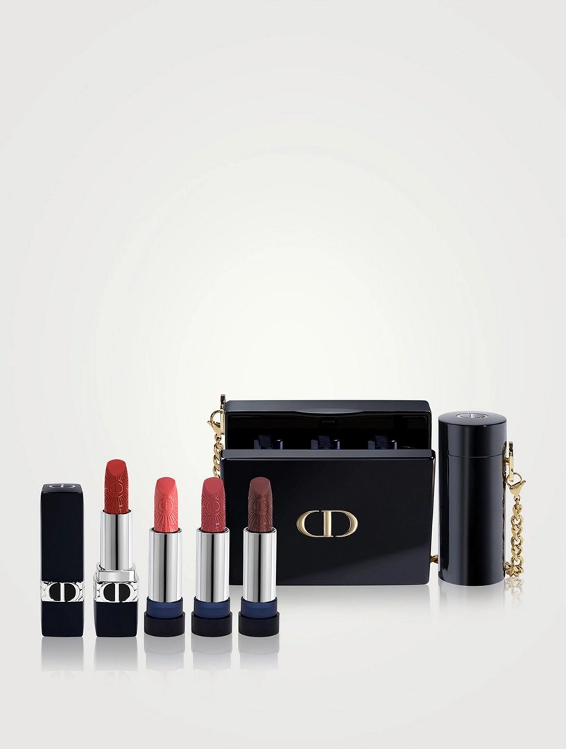 Christian Dior Rouge Dior Minaudiere Clutch And Lipstick 4Piec Set