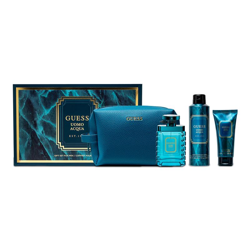 Guess Uomo Acqua For Men Set Edt 100Ml+Body Spray 226Ml+S Gel 100Ml+Pouch