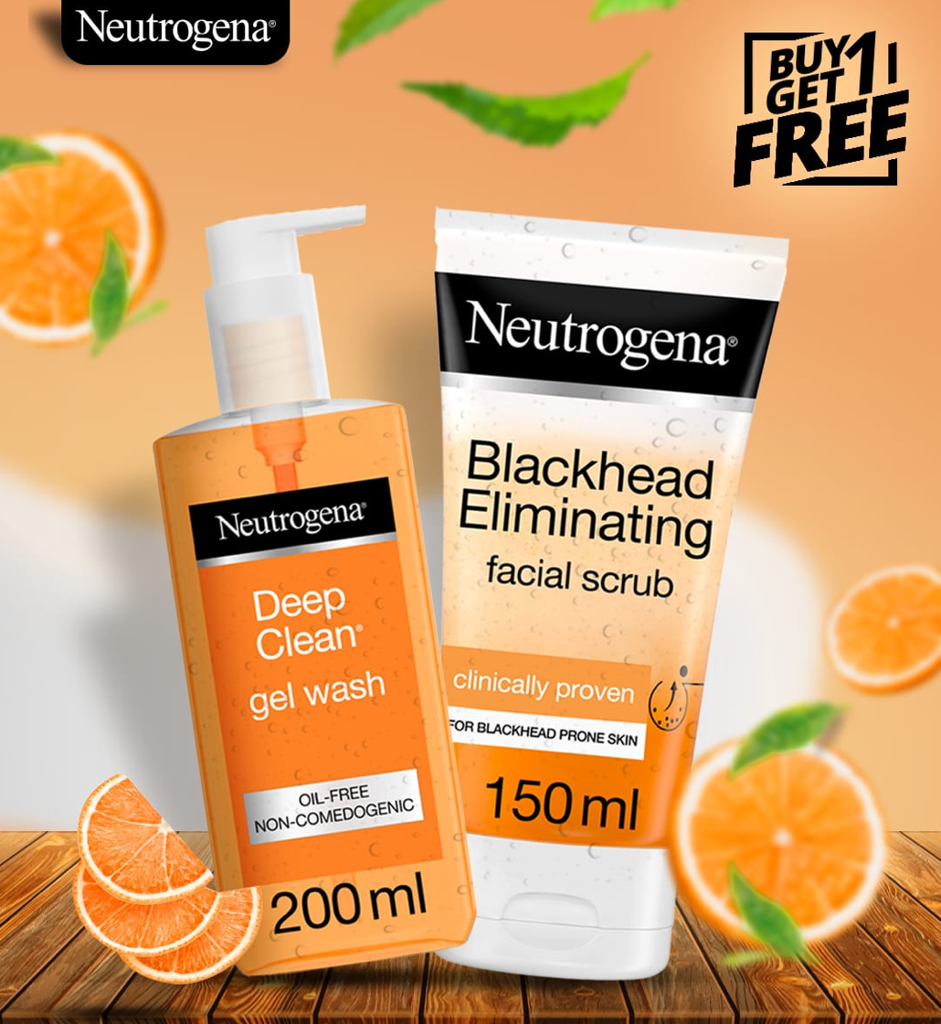 Neutrogena Blackhead Eliminating Facial Scrub + Deep Clean Gel Wash Buy 1 Get 1 Free
