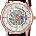 Emporio Armani Meccanico Black Leather Strap Skeleton Dial Automatic Watch for Gents - AR60007