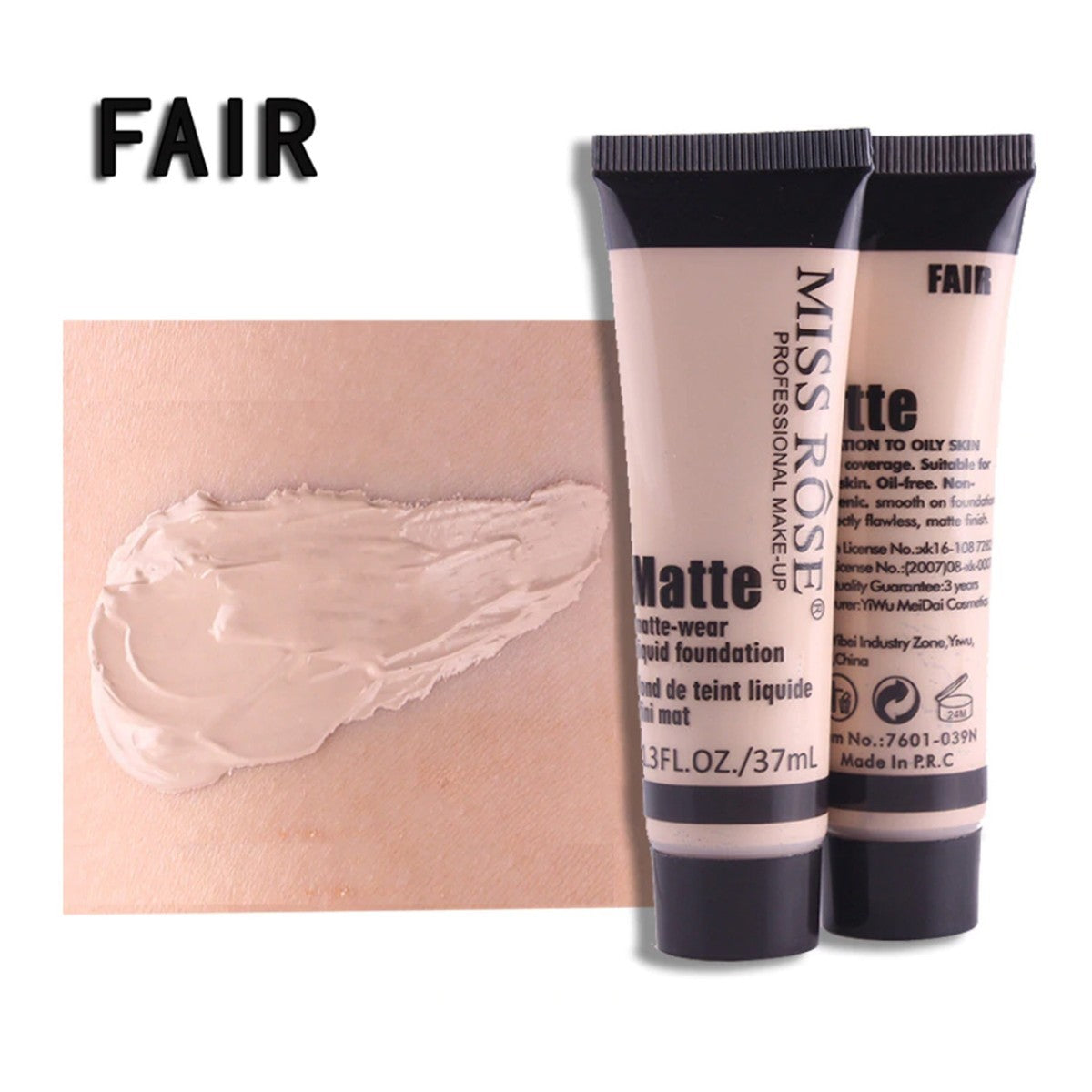 Miss Rose - Long Lasting Liquid Full Skin Coverage Soft Matte Foundation 37ml Fair - My Store