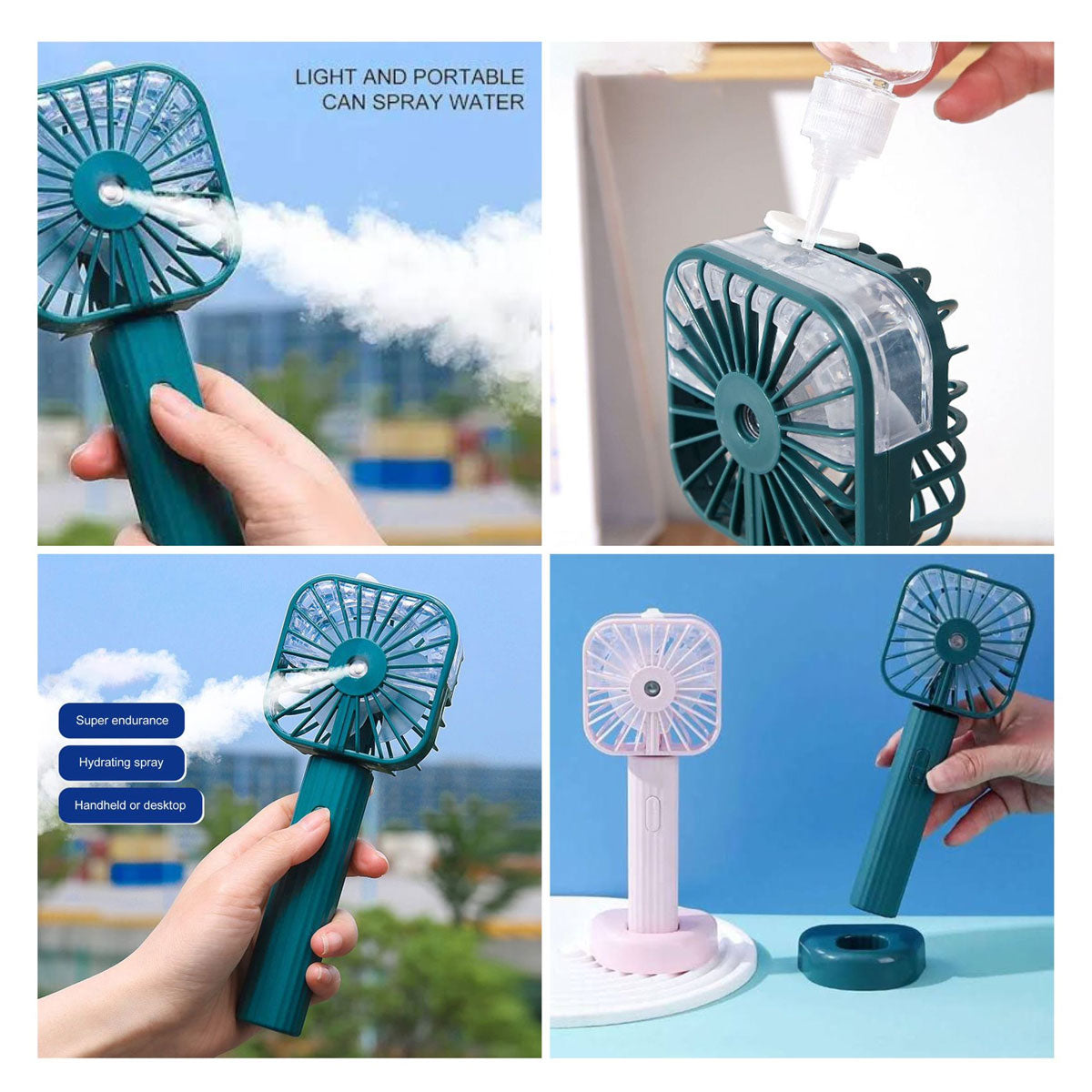 Rechargeable Handy Mist/Humidifier Fan with 3 Speed Control (Mix/Randon colour) - My Store