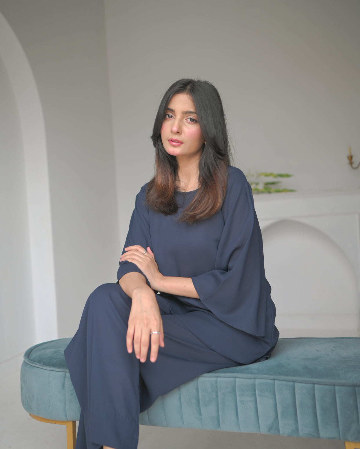 Zauk Stitched 2 Piece Collection-Aqua Two Piece Dress